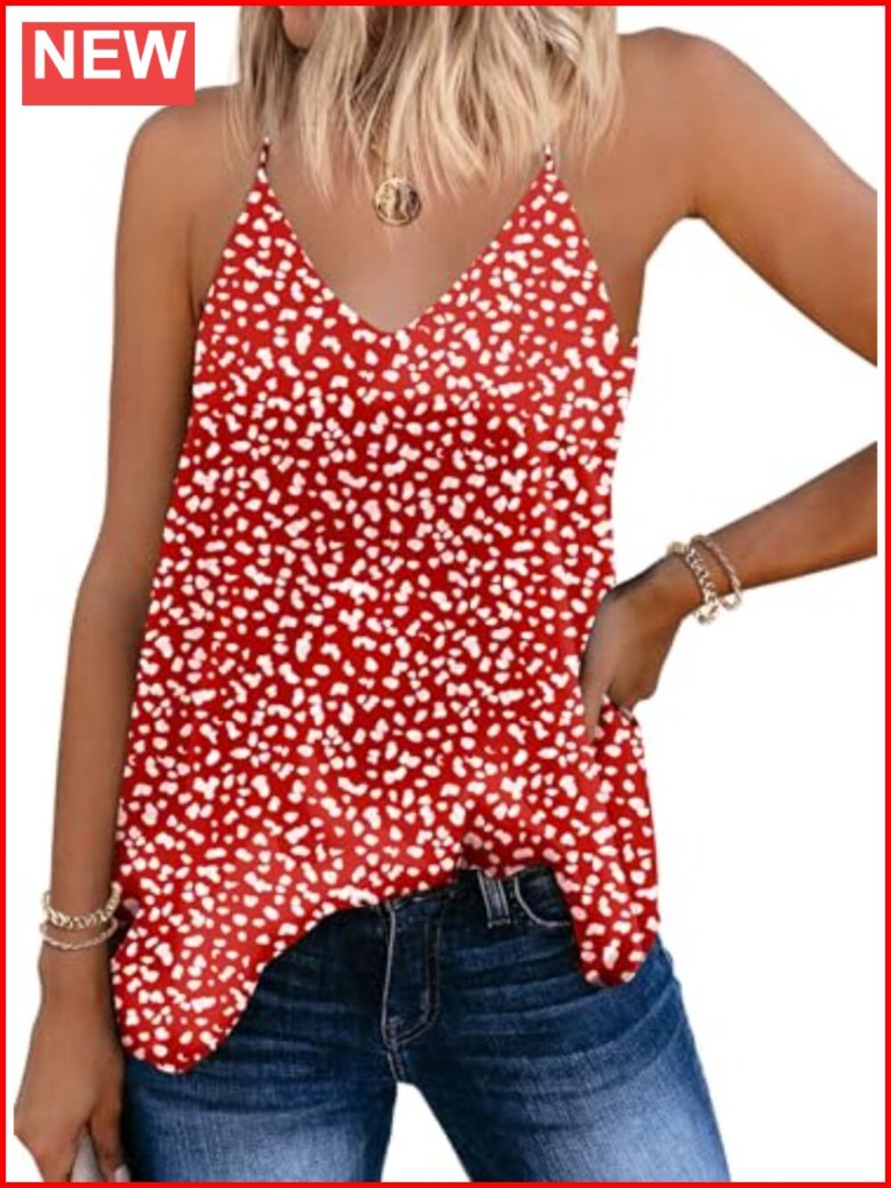 Chiffon Cami V Neck Tank Top Loose Fit Flowy Spaghetti Strap Sleeveless